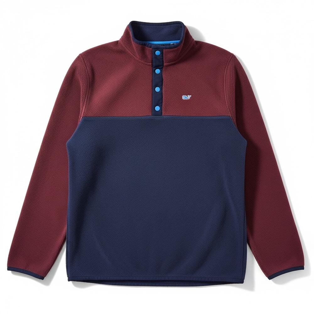 Vineyard Vines Boys Harbor Fleece Quarter Snap Colorblock Fleece Classic Preppy